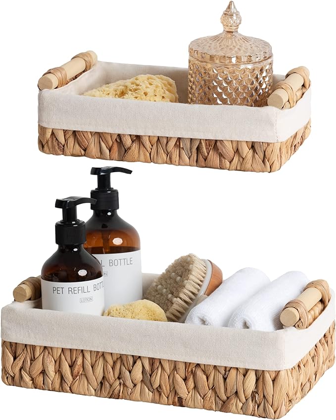 StorageWorks Small Baskets for Organizing, Wicker Bathroom Basket for Toilet by StorageWorks