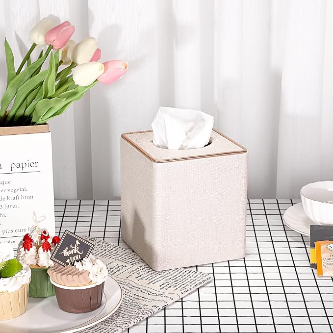 Sumnacon Square Linen Tissue Box Cover - Image 3