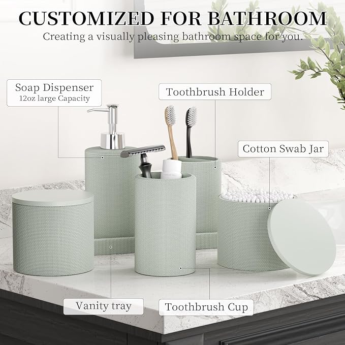 6-Piece Green Bathroom Set - Image 2