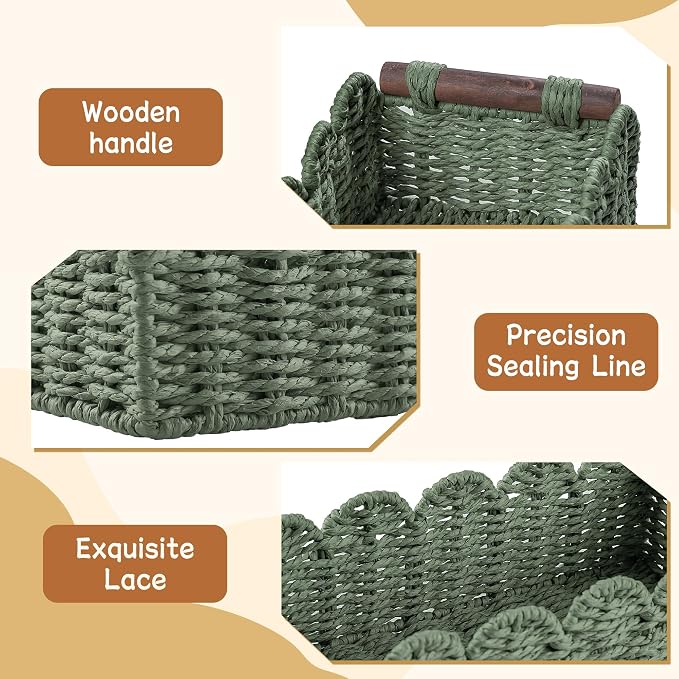 Toilet Paper Storage Basket Bathroom Counter Organizer Wicker Baskets - Image 2