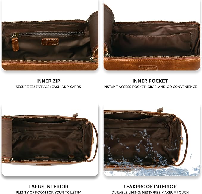 LEATHER VILLAGE Genuine Leather Travel Toiletry Bag - Image 5