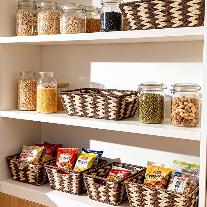 Paper Rope Storage Baskets for Shelves Organizing, Small Hand Woven Wicker - Image 5