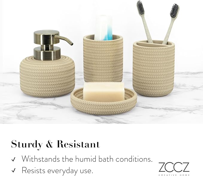ZCCZ Beige Bathroom Accessories Set 4 Pcs - Image 5