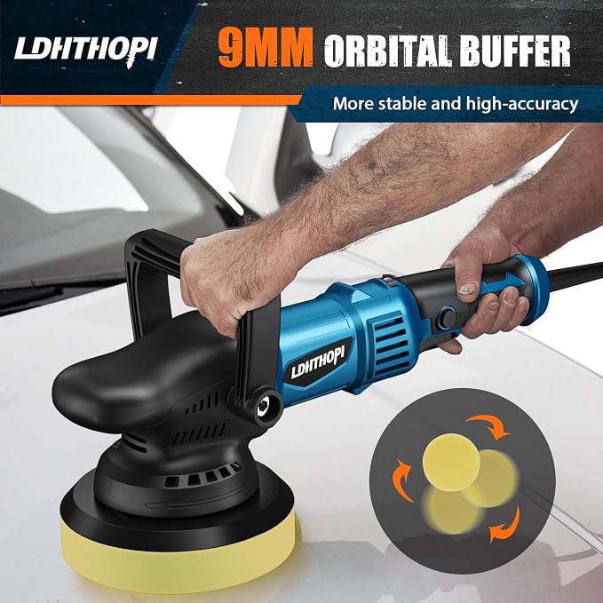 LDHTHOPI Dual Action Polisher, 980W 5/6 Inch, 2026 Upgraded 9MM Random Orbital - Image 4