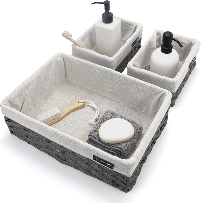 Brookstone Wicker Shelf Storage Basket Decorative Shelf Bin, bathroom - Image 4