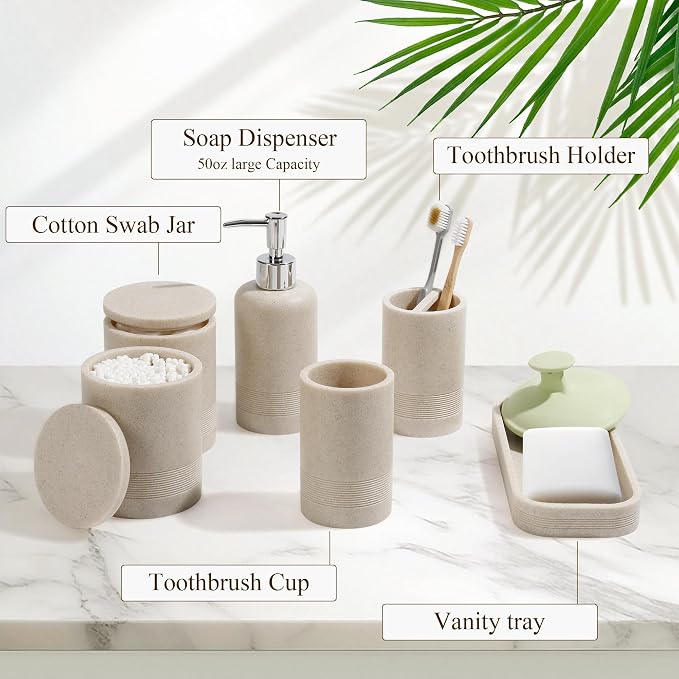 6-Piece Bathroom Accessories Set, Bathroom Accessory Set - Image 5