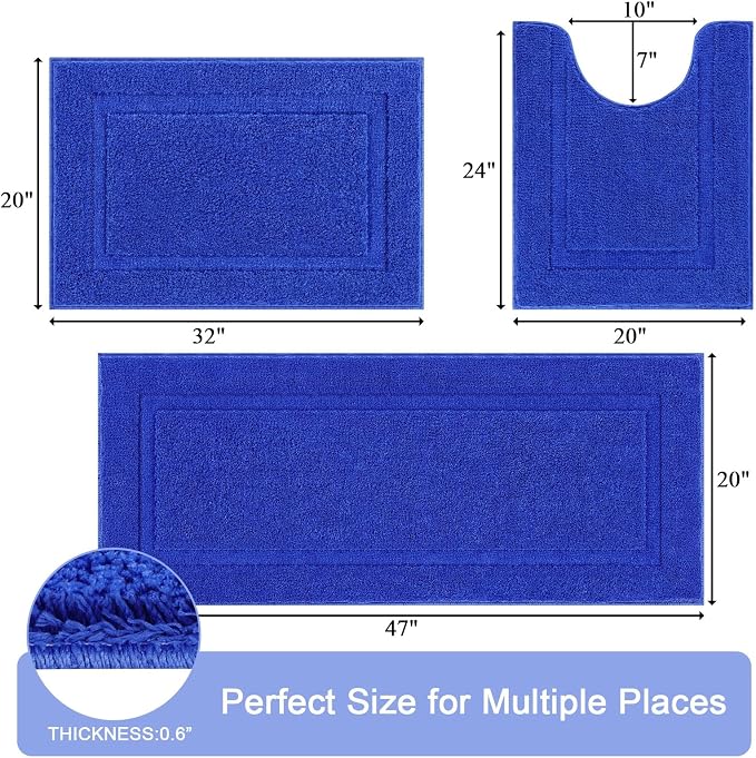 SHACOS Soft Fluffy Bathroom Runner Rugs Set of 3 Bath Mats - Image 3