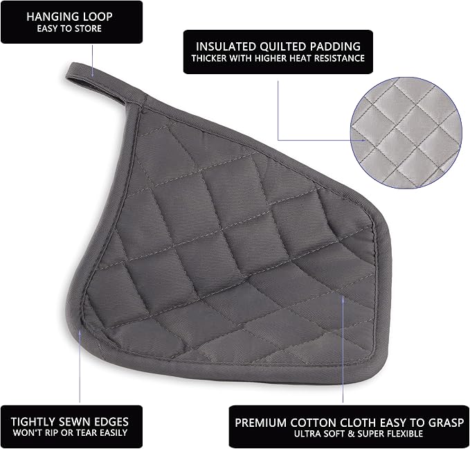 Kitchen Pot Holders Set Heat Resistant Pure Cotton Potholders Kit Trivets Large - Image 4