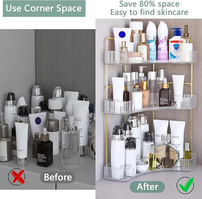 Webetop Corner Bathroom Counter Organizer 3 Tier Bathroom Countertop Organizers - Image 3