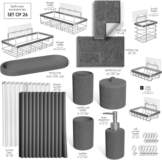 Clara Clark Grey Bathroom Set - Image 2