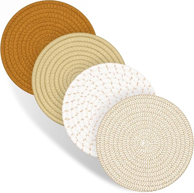 Trivets for Hot Dishes, 4 Pot Holders for Kitchen, Heat Resistant Mats for by Dakartoon