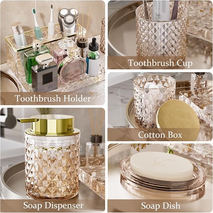 Glass Bathroom Accessories Set 5Pcs Crystal - Image 2