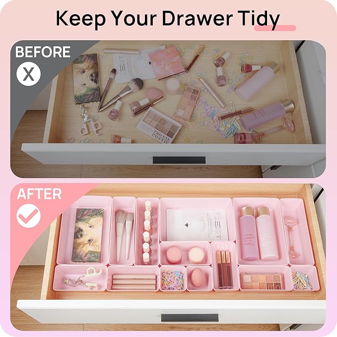 Vtopmart 72 PCS Plastic Drawer Organizers Set, 4-Size Versatile Bathroom and - Image 3