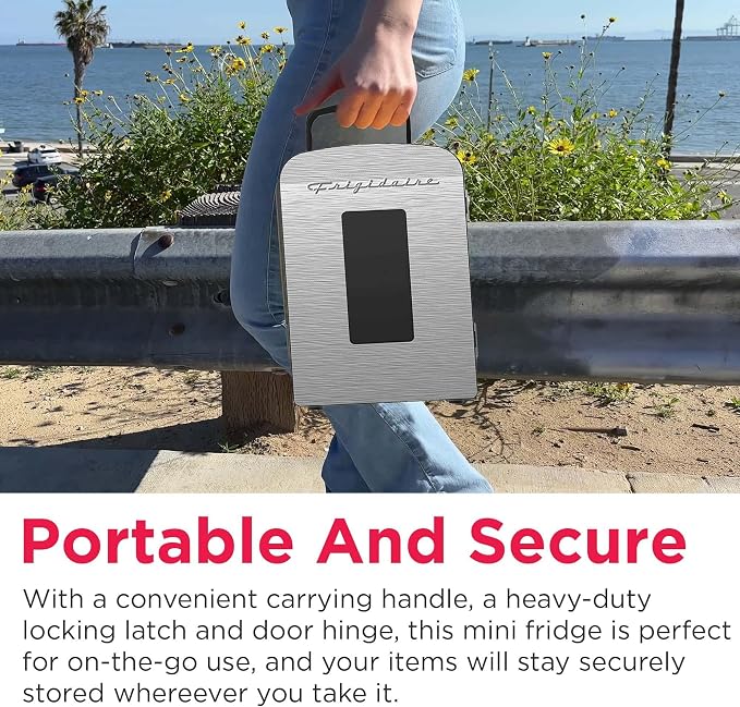 Frigidaire Portable 9-Can Mini Cooler Fridge, Brushed Stainless Rugged - Image 7