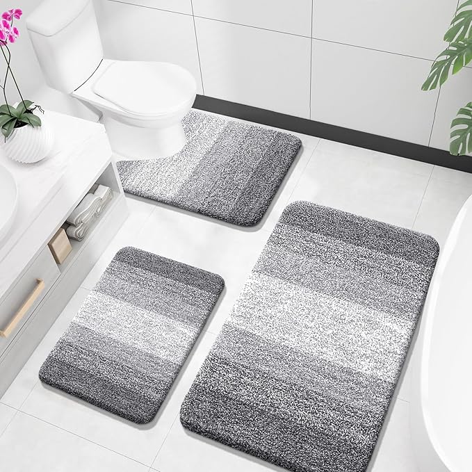 OLANLY Bathroom Rugs Sets 3 Piece, Soft Absorbent Microfiber Bath Mats and by OLANLY