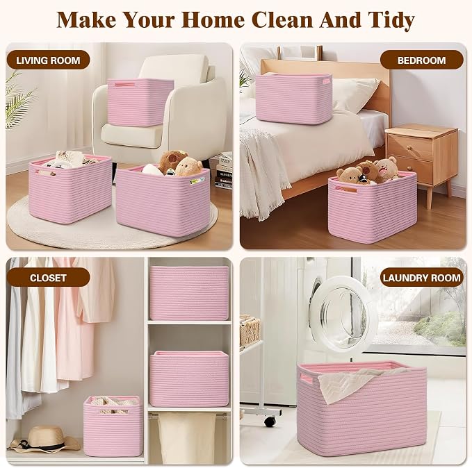 Storage Baskets for Organizing, 4 Pack Baskets for Shelves, Decorative Storage - Image 6