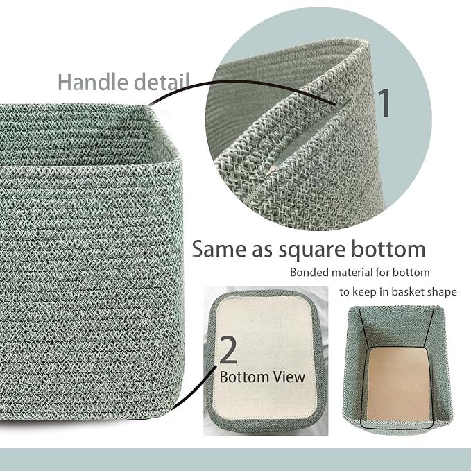 COMFY-HOMI Square Woven Cotton Rope Basket - Image 5