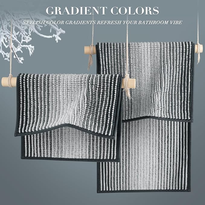 BSICPRO Bathroom Rugs and Mats Sets, 2 Piece Thick Absorbent Chenille Non Slip - Image 4