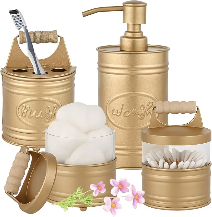 Autumn Alley Antique Gold Bathroom Accessories Set 4 by AutumnAlley