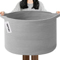 65L Large Blanket Basket, 19.7" L x 19.7" W x 13" H Rope Woven Baskets by HZFTJOY