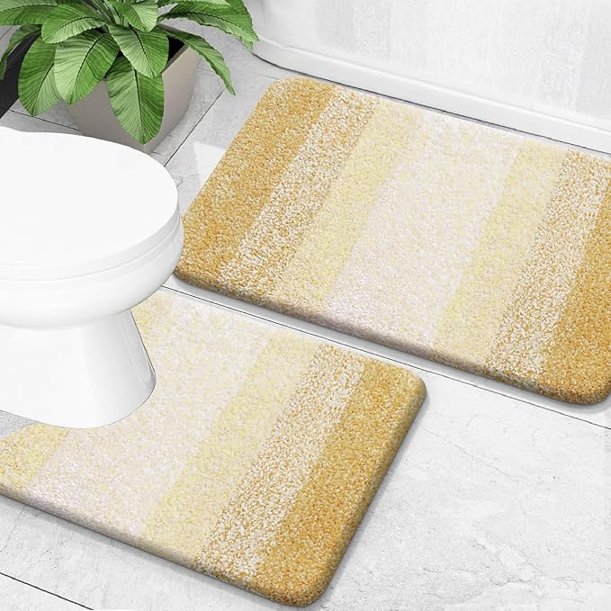 OLANLY Bathroom Rug Set 2 Piece, Soft Absorbent Microfiber Bath Mats and by OLANLY