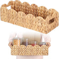 Handwoven Water Hyacinth Scalloped Countertop Storage Basket, Toilet Tank Basket by VINAHAND