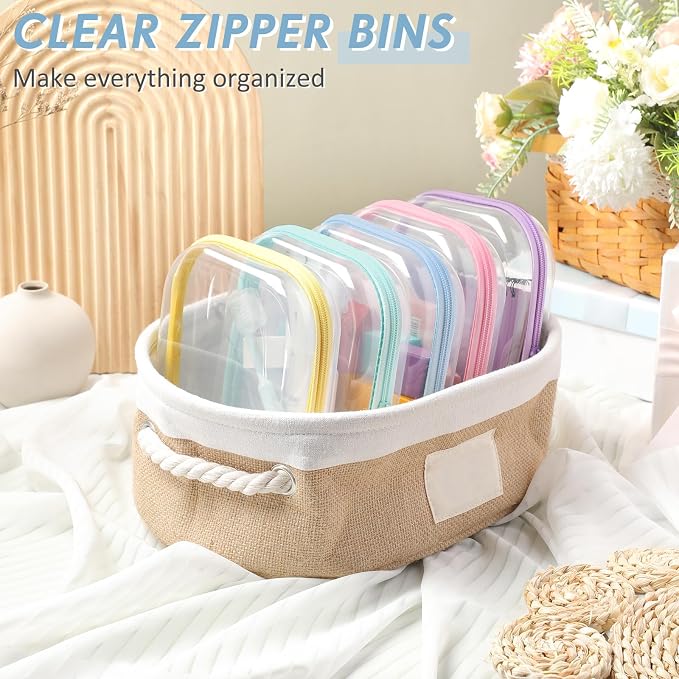 Sanwuta 10 Pcs Hard Zipper Case Clear Hard Pouches Plastic Zipper Pencil Box - Image 6
