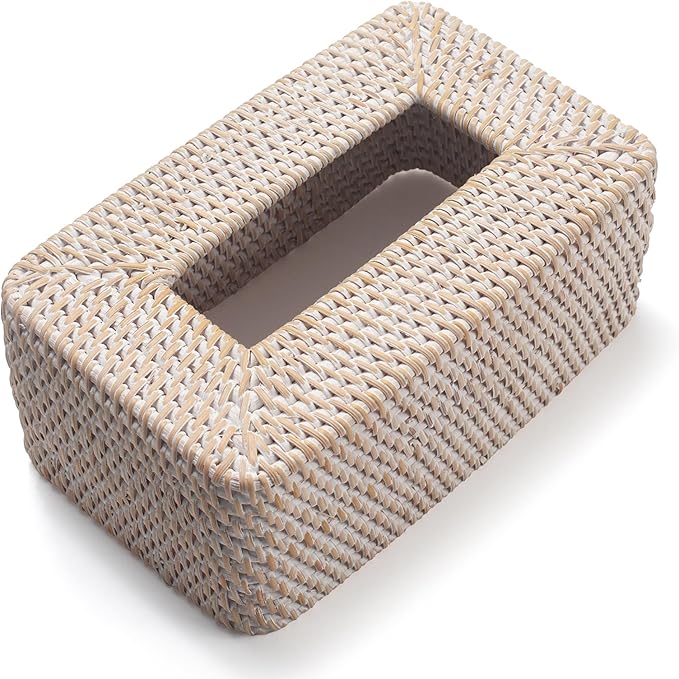 Rattan Tissue Box Cover, Rectangular Wicker Tissue Box Holder, Decorative Woven - Image 2