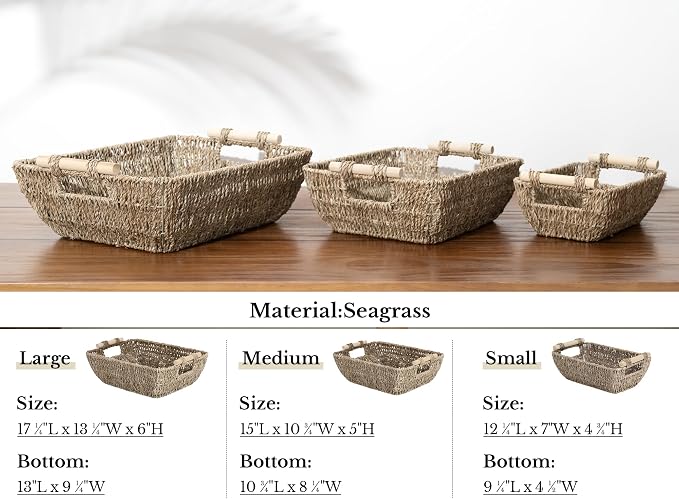 StorageWorks Small Baskets for Shelf, Seagrass Woven Basket - Image 8
