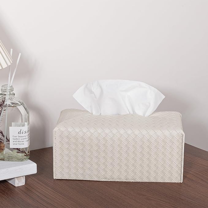 Tissue Box Cover PU Leather Tissue Holder Square Facial Tissue Case Facial - Image 2