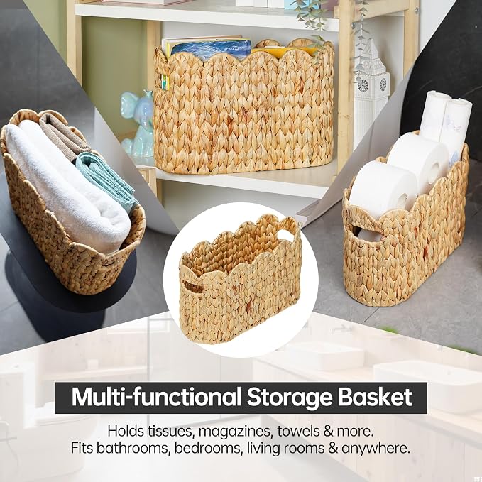 Toilet Paper Storage Basket, Scalloped Wicker Basket - Image 8