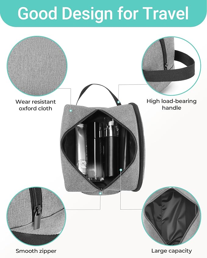 Elviros Travel Toiletry Bag for Men Hanging Dopp Kit Shaving Bag Toiletries - Image 5