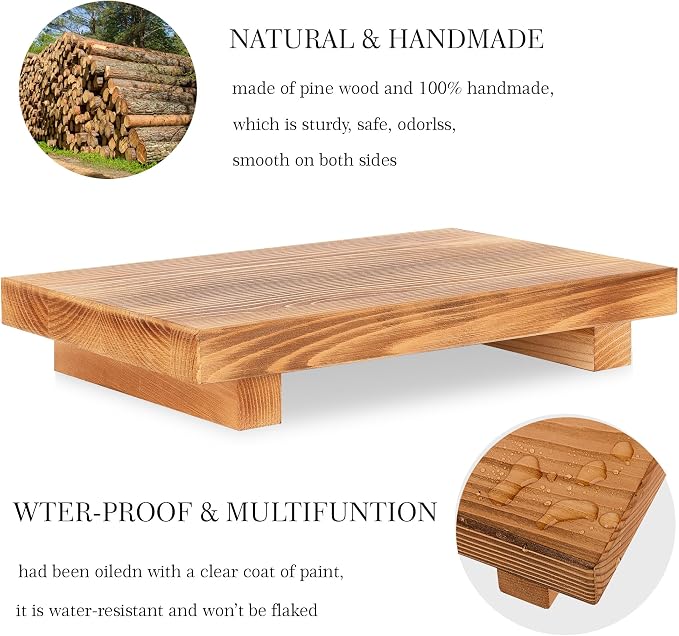 Bathroom Counter Organizer Wood Pedestal Stand Farmhouse Decorative Tray Soap - Image 4
