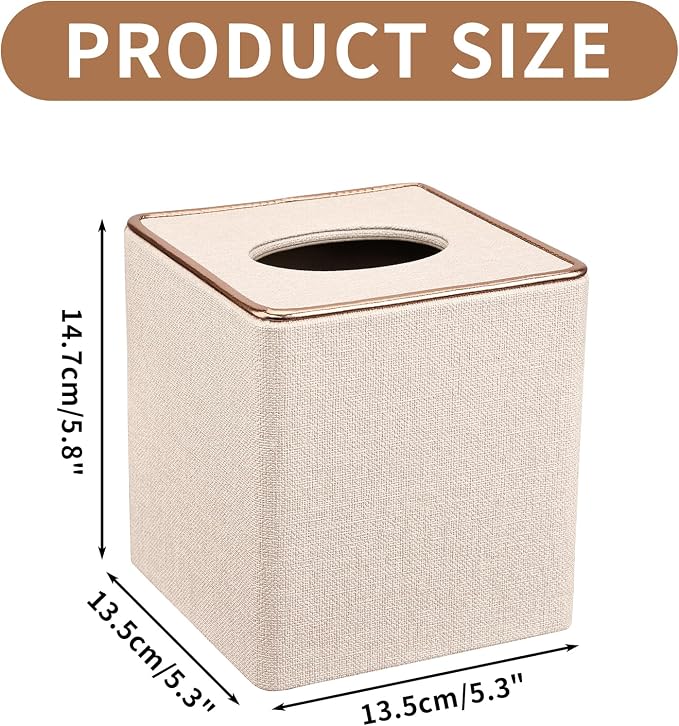 Tissue Box Cover, PU Leather Tissue Box Holder Square Box Covers - Image 7