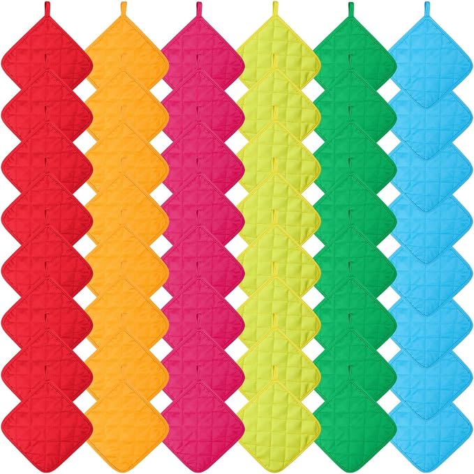 Bokon 48 Pcs Pot Holders for Kitchen, Heat Resistant Cotton Hot Pad Oven Mitts by Bokon