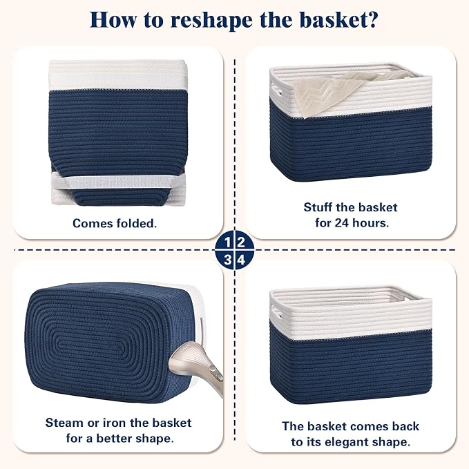 Storage Baskets for Organizing, 4 Pack Baskets for Shelves, Decorative Storage - Image 8