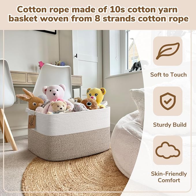 Goodpick Woven Storage Basket, 22”x17”x12” Large Blanket Storage - Image 5