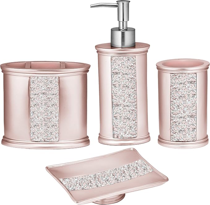 Zahari Home 4pc Sinatra Stylish Bathroom Accessories Set Liquid Soap Dispenser by ZahariHome