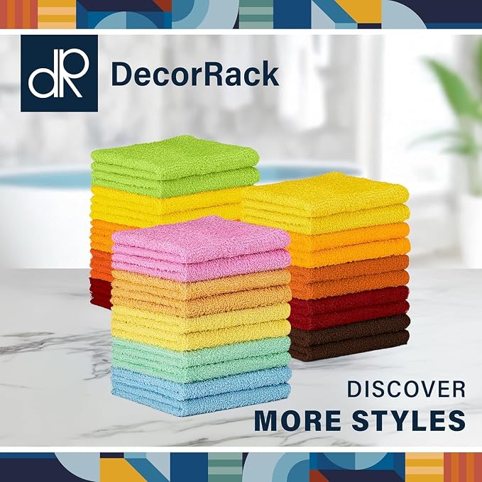 DecorRack 10 Pack 100% Cotton Wash Cloth, Luxurious Soft, 12 x 12 inch Ultra - Image 7
