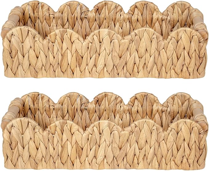 Wicker Bathroom Basket Tray Organizer w/Scalloped by Kriitools