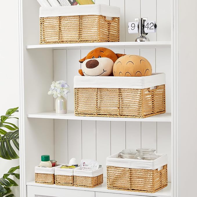 Vagusicc Wicker Storage Basket, 6 Pack Baskets - Image 4