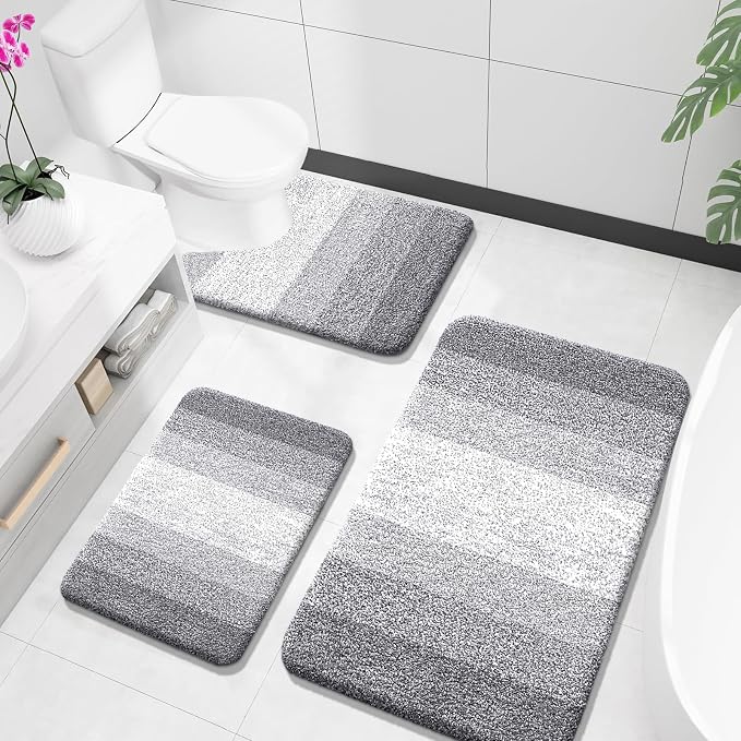 OLANLY Bathroom Rugs Sets 3 Piece, Soft Absorbent Microfiber Bath Mats and by OLANLY