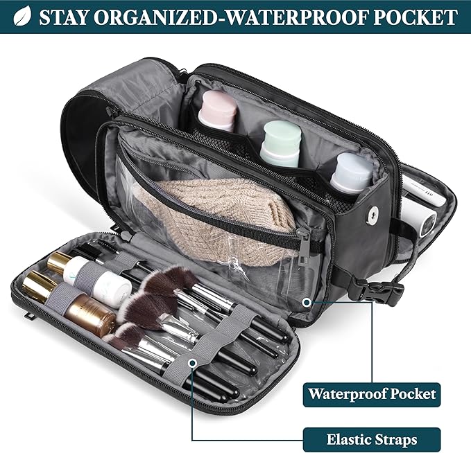 PAVILIA Toiletry Bag for Men Women, Mens Travel Bag Toiletries Organizer Case - Image 3