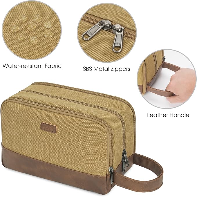 WANDF Travel Toiletry Bag for Men Large Toiletries Shaving Bag Water Resistant - Image 6
