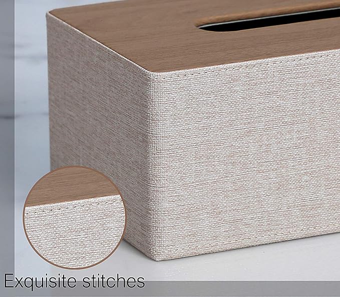 Tissue Box Cover Rectangular 9.8" x 5.3" x 4.3" Refined Modern PU Leather - Image 8