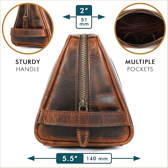 ELIZO Premium REAL Leather Toiletry Bag - Image 6