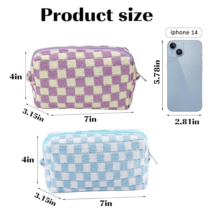ZLFSRQ 2Pcs Checkered Pencil Case Cute Pencil Pouch - Image 4