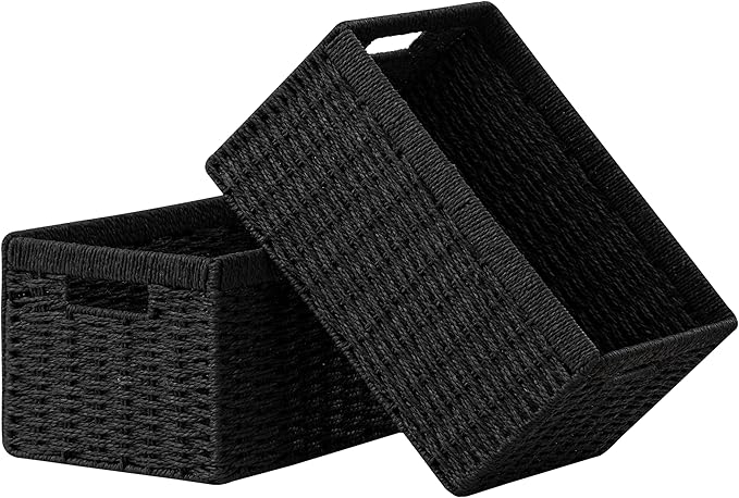 UBBCARE 2 Pack Wicker Basket, 13.4L×8.3H×7.1W inch Woven Paper Rope Storage by UBBCARE