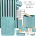 IMAVO Blue Bathroom Set, Trash Can, Soap Dispenser, Soap Dish, Toothbrush Holder by IMAVO