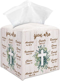 Bible Verse Decorative Tissue Box Cover Square, Leaves Tissue Box Cover Holder by Ogleqoo